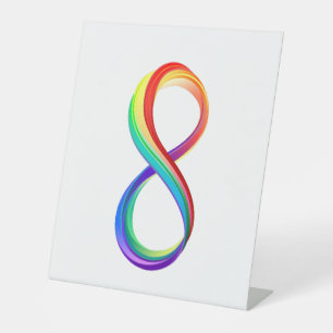 Layered Rainbow Infinity Symbol Pedestal Sign