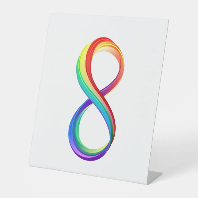 Layered Rainbow Infinity Symbol Pedestal Sign (Front)