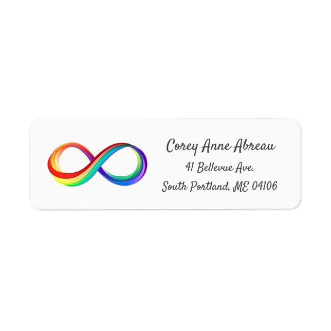 Layered Rainbow Infinity Symbol Return Address Label (Front)