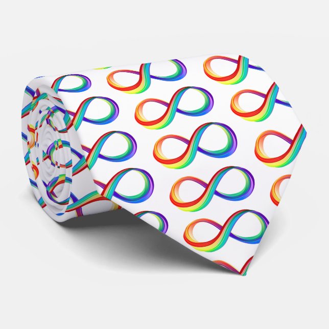 Layered Rainbow Infinity Symbol Tie (Rolled)
