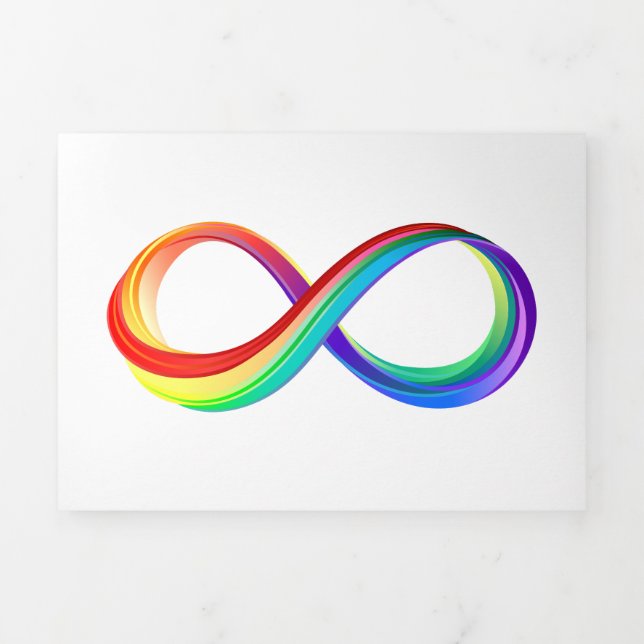 Layered Rainbow Infinity Symbol Tri-Fold Invitation (Cover)