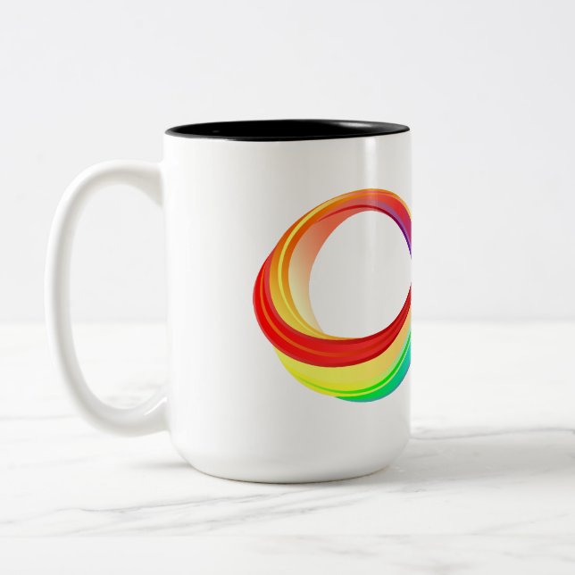 Layered Rainbow Infinity Symbol Two-Tone Coffee Mug (Left)