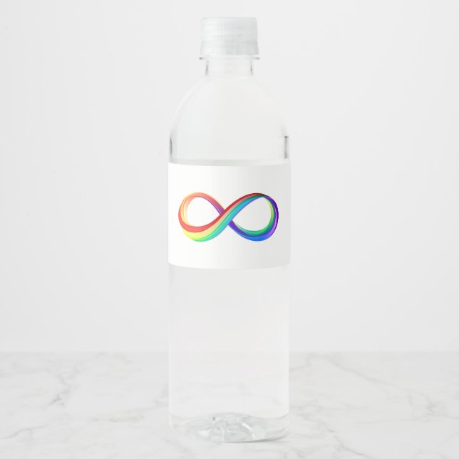 Layered Rainbow Infinity Symbol Water Bottle Label (Front)