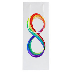 Layered Rainbow Infinity Symbol Wine Gift Bag