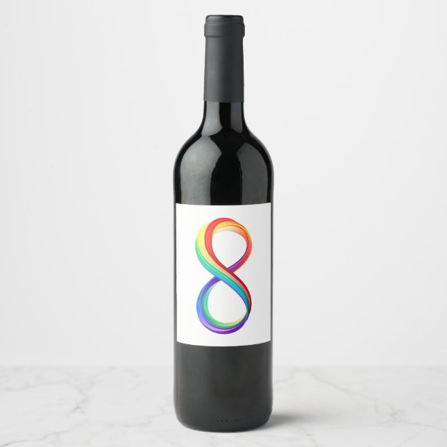 Layered Rainbow Infinity Symbol Wine Label (Front)
