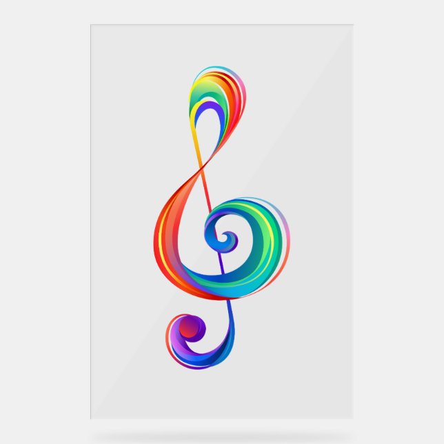 Layered rainbow treble clef acrylic sign (Front)