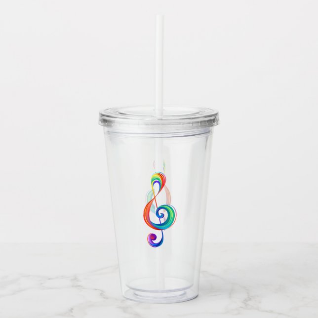 Layered rainbow treble clef acrylic tumbler (Front)