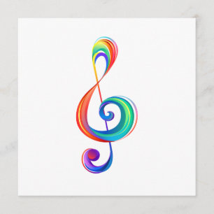 Layered rainbow treble clef advice card