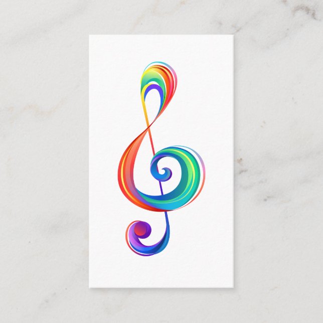 Layered rainbow treble clef appointment card (Front)