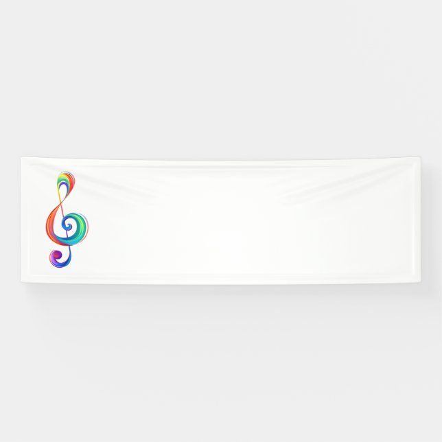 Layered rainbow treble clef banner (Horizontal)