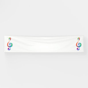 Layered rainbow treble clef banner