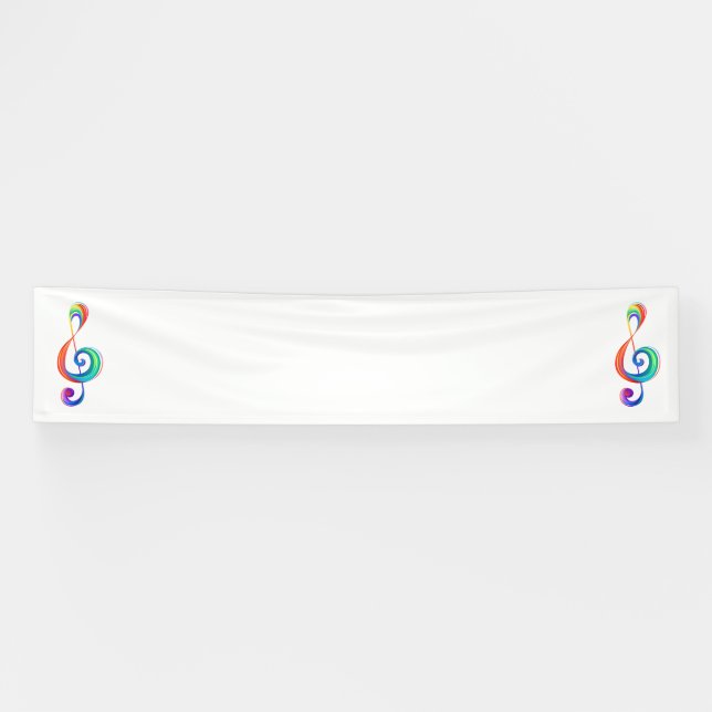 Layered rainbow treble clef banner (Horizontal)