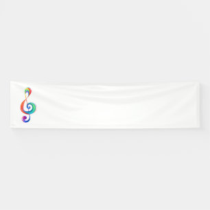 Layered rainbow treble clef banner