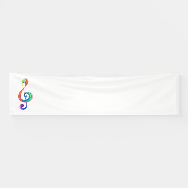 Layered rainbow treble clef banner (Horizontal)