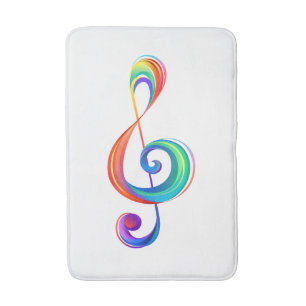Layered rainbow treble clef bath mat