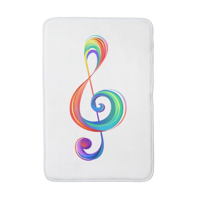 Layered rainbow treble clef bath mat (Front Vertical)