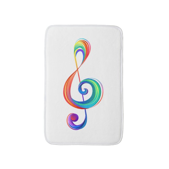 Layered rainbow treble clef bath mat (Front Vertical)