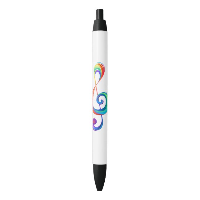 Layered rainbow treble clef black ink pen (Front Vertical)