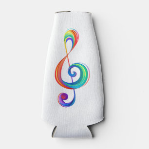 Layered rainbow treble clef bottle cooler
