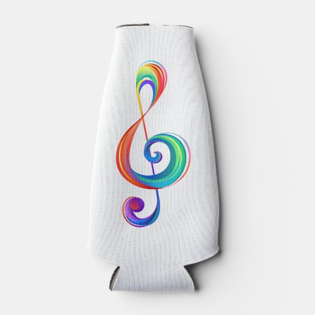 Layered rainbow treble clef bottle cooler (Front)