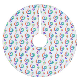 Layered rainbow treble clef brushed polyester tree skirt