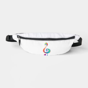Layered rainbow treble clef bum bags