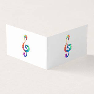 Layered rainbow treble clef business card