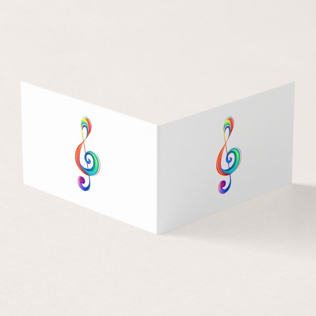 Layered rainbow treble clef business card (Outside)