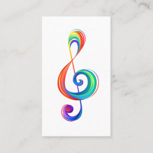 Layered rainbow treble clef business card