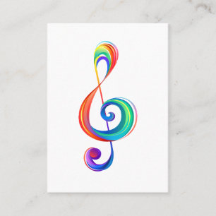 Layered rainbow treble clef calling card