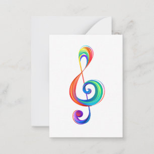 Layered rainbow treble clef card