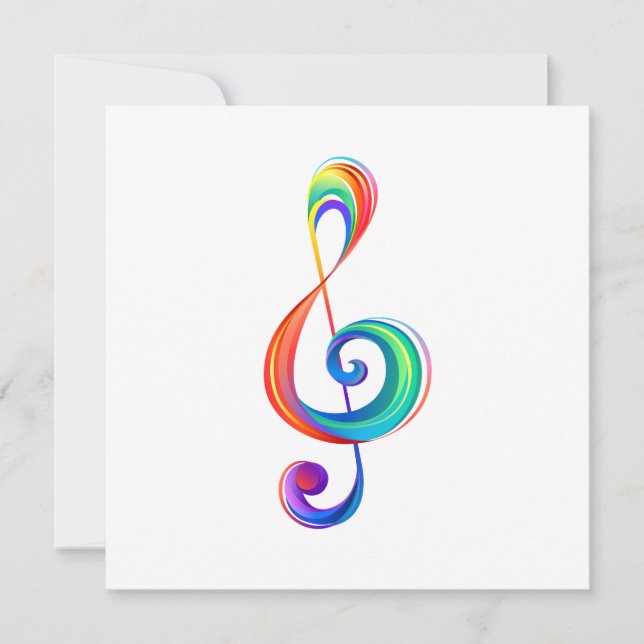 Layered rainbow treble clef card (Front)