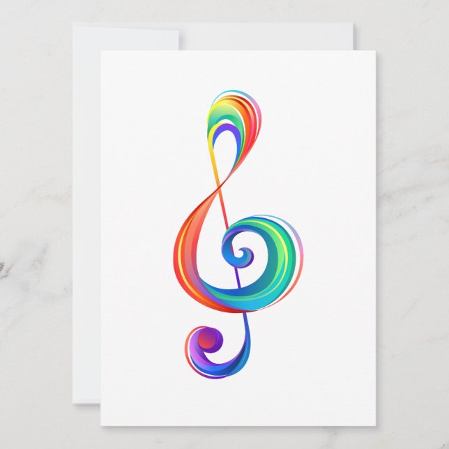 Layered rainbow treble clef card (Front)