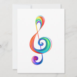 Layered rainbow treble clef card