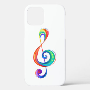 Layered rainbow treble clef iPhone 12 case