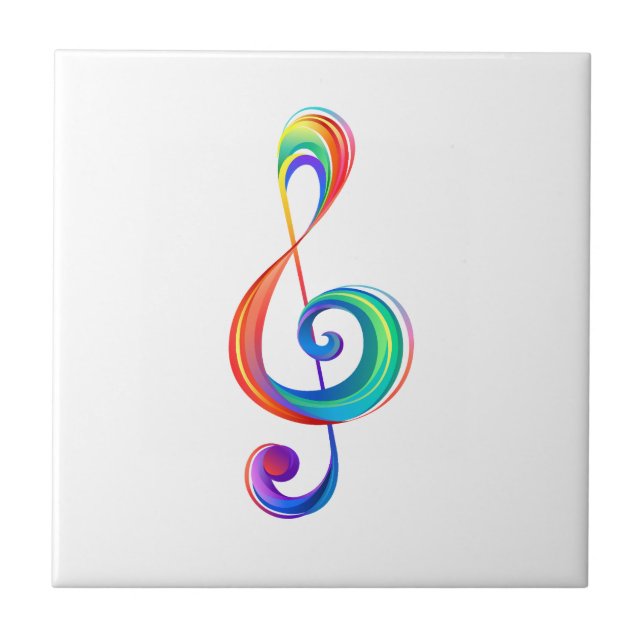 Layered rainbow treble clef ceramic tile (Front)
