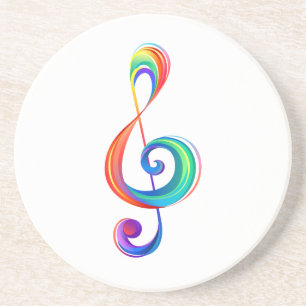 Layered rainbow treble clef coaster