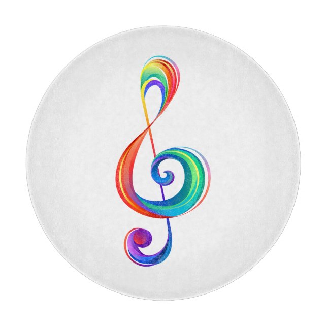 Layered rainbow treble clef cutting board (Front)
