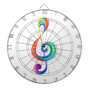 Layered rainbow treble clef dartboard