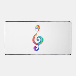 Layered rainbow treble clef desk mat