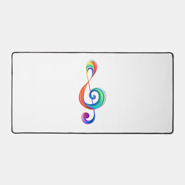Layered rainbow treble clef desk mat (Front)