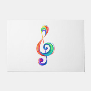Layered rainbow treble clef doormat
