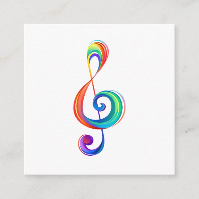 Layered rainbow treble clef enclosure card (Front)