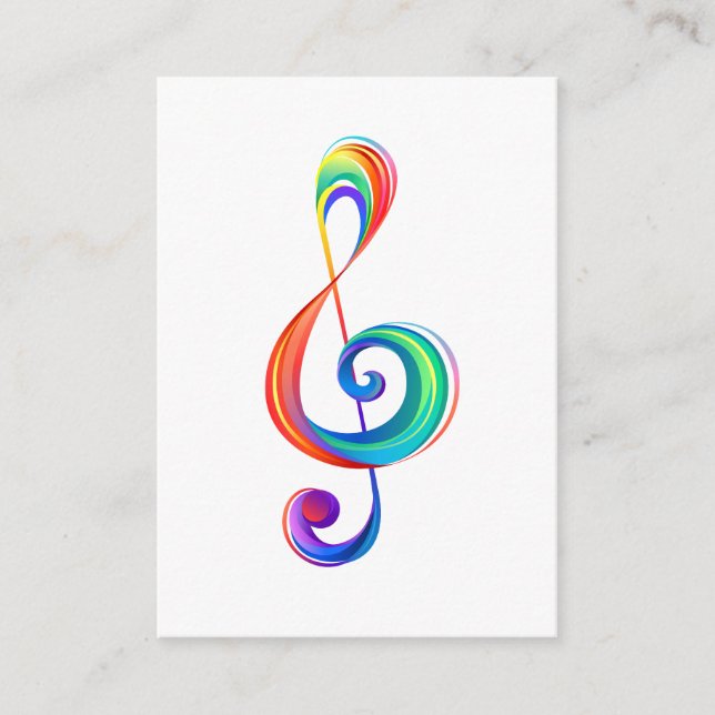 Layered rainbow treble clef enclosure card (Front)
