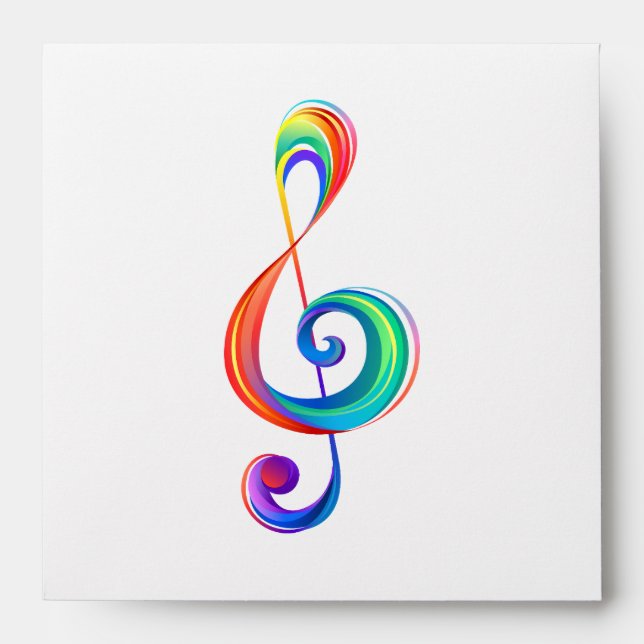Layered rainbow treble clef envelope (Front)