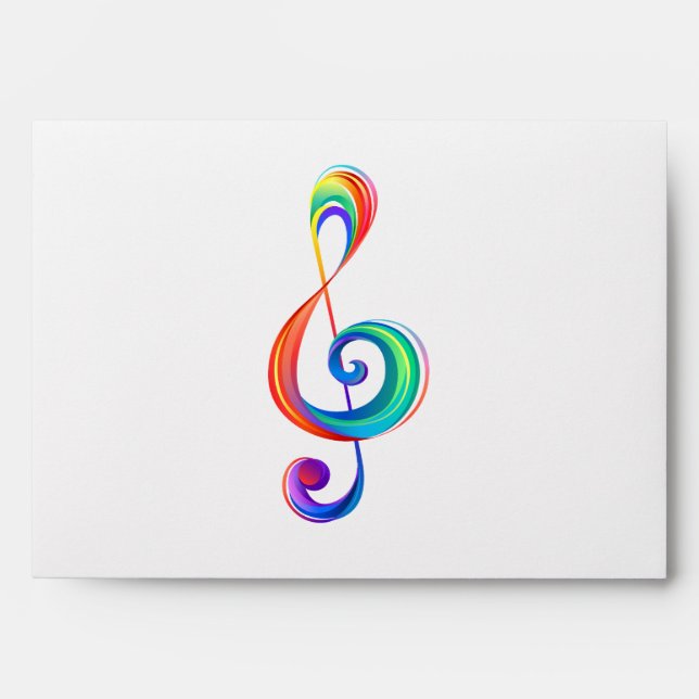 Layered rainbow treble clef envelope (Front)