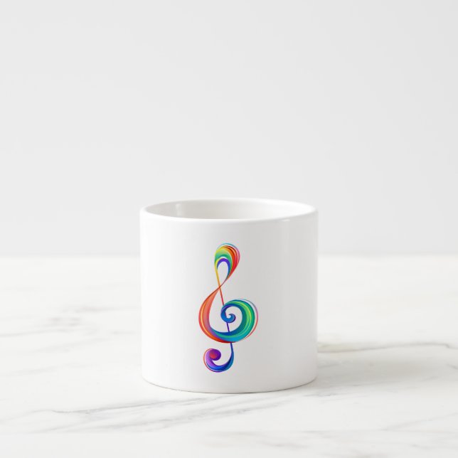 Layered rainbow treble clef espresso cup (Front)
