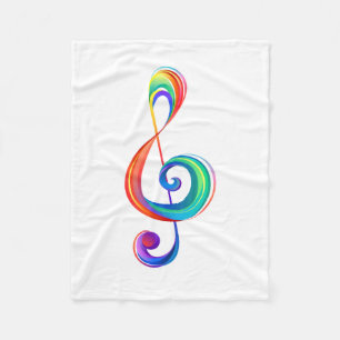 Layered rainbow treble clef fleece blanket