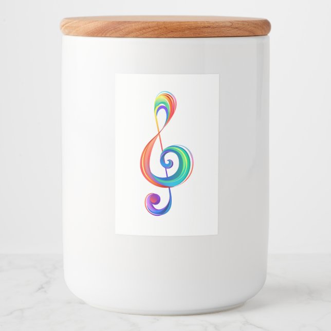 Layered rainbow treble clef food label (Front)