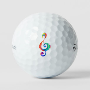 Layered rainbow treble clef golf balls